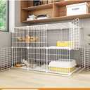 Cat Cage Indoor DIY Cat Playpen Detachable Metal Wire Kennels Indoor Cat Enclosures DIY Cat Playpen Metal Kennel (3/2-Tier)