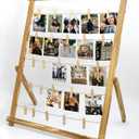 FramePro Freestanding Photo Display Board with Clips, Stable Tabletop Picture Frame Stand Holds 30+ Photos, Graduation Centerpiece Decorations 2026, Wooden Board for Photos, Artworks (Carbonized)