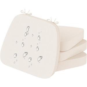 17'' x 16'' x 2.5"Thick Chair Cushions for Dining Chairs, 4 Pack WaterProof Easy Clean Kitchen Chair Pads with Ties and Non-Slip Backing - 30D High Elastic Foam Soft Kitchen Chair Cushions (Beige)