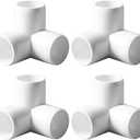 2 Inch Tee PVC Fitting 3 Way Elbow Connector, Furniture Grade 90 Degree Elbow Side Outlet, PVC Corner Fittings for Building Furniture Greenhouse Shed Pipe Fittings Tent Connection (Pack of 4)