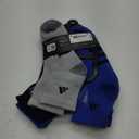 adidas Unisex Kids Quarter Ankle Socks for Boys and Girls Youth (6-pack) Athletic Cushioned and Comfortable (Large, Cool Light Heather/Collegiate Navy/Semi Lucid Blue)