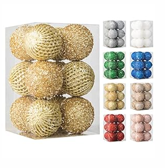 6pcs 3.94" Christmas Ball Ornaments Glitter Shatterproof Christmas Tree Ornaments Sequin Xmas Hanging Balls Decorations for Wedding Party Holiday(Green, 6pc-10cm)