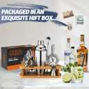 Cocktail Shaker Set Bartender Kit: 13-Pcs Bar Tools Set with Bamboo Stand, Essential Bar Accessories for Home: 25oz Martini Shaker, Jigger, Bar Spoon, Professional Cocktails Kit for Drink Mixing |Gift