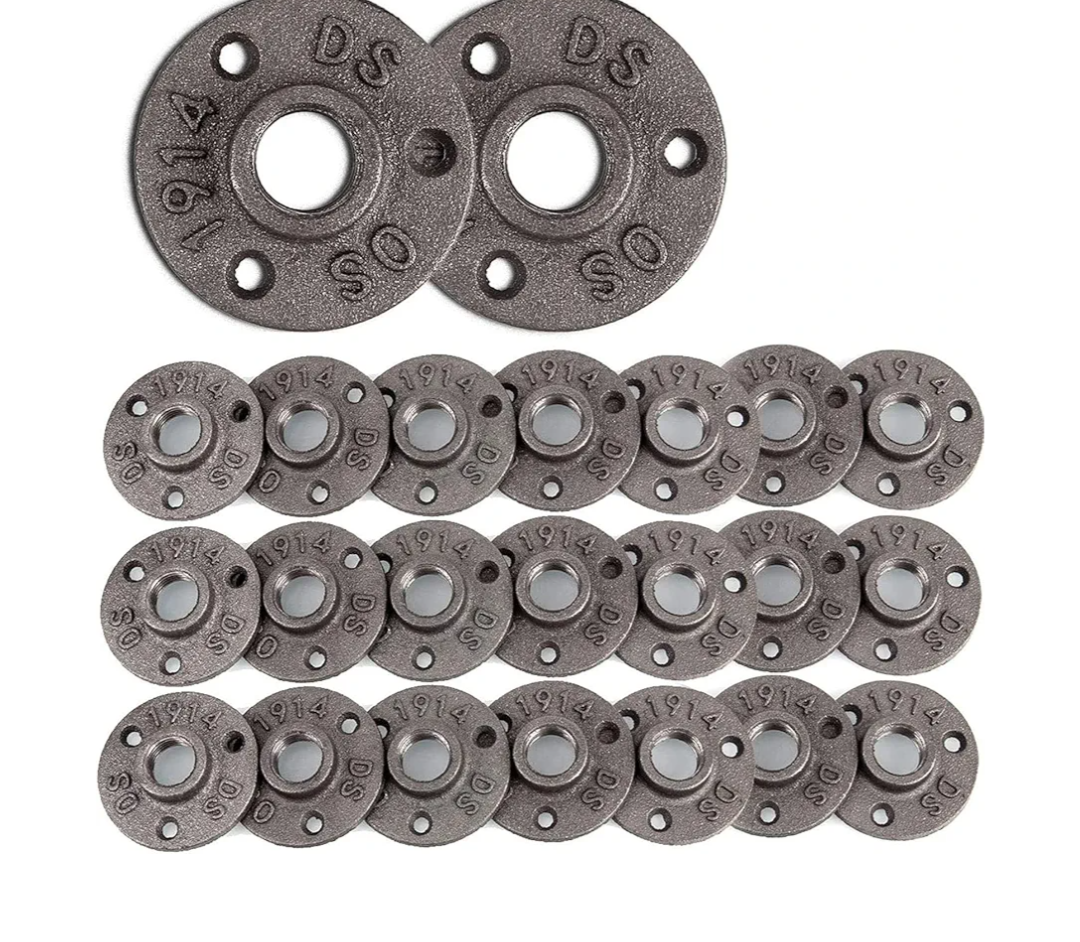 1/2" 40 Pack Floor Flanges Threaded Decorative Plumbing Flange, Malleable Iron Flange Pipe Fittings for DIY Project/Vintage Furniture/Shelving Decoration