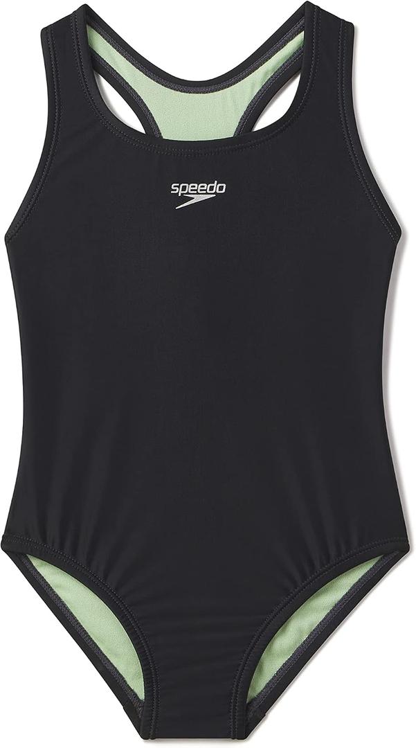 Speedo Girl's Swimsuit One Piece Closed Racerback (Black), US 12