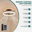 360 Rotating Ceiling Fan with Lights and Remote, 19.7" Low Profile Ceiling Fans 6 Wind Speeds, Modern Smart Dimmable LED Fandelier for Bedroom, Kids Room