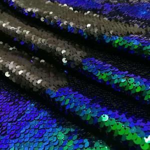 DUOBAO Reversible Sequin Fabric by The Yard Green to Black Flip Sequins Mermaid Reversible Two Color Change Sewing Sequence Fabrics for DIY, Size: 1 Yard