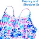 Girls Tankini Swimsuit UPF50+ Ruffle 2 Piece Bathing Suit Full Coverage Kids Swimwear Ages 2-14 Years