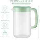 2Pcs Plastic Pitcher with Lid Large Clear Water Carafe Jug Ice Tea Pitcher Lemonade Juice Beverage Jar with Strainer Cover Handle Measurements for Hot Cold Coffee Drink (Green,1 Gallon/4L)