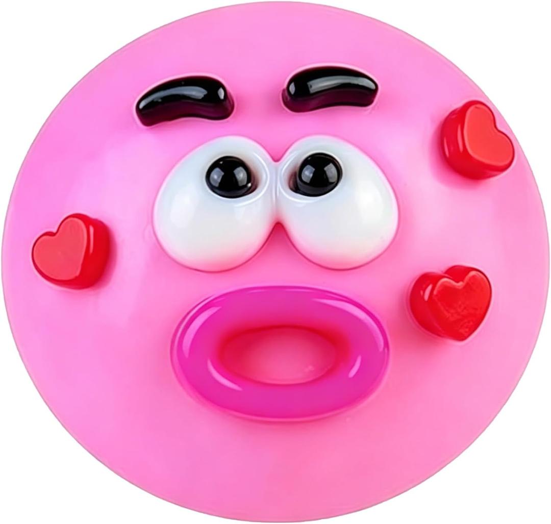 NEW Smushers Squishy, Cute Easy Squeezy Funny Face Squishy Stress Balls, Stress Relief Desk Accessory for Adults (Pink)