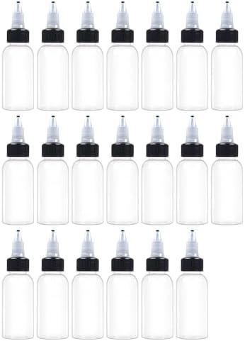 EOSAU 20 Pcs 1oz Plastic Squeeze Bottles with Twist Top Cap, 30ml Clear Dispensing Bottles, Empty Squirt Bottle for Liquids, Sauces, Arts, Crafts, Travel
