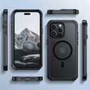 2 x Red2Fire Magnetic for iPhone 15 Pro Max Case, [Compatible with MagSafe][Military Grade Drop Protection][Heavy Duty Shockproof] Non-Slip Translucent Matte Bumper Phone Case for iPhone 15 Pro Max 6.7" (Black)