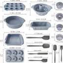 28 PCS Nonstick Silicone Baking Pans Set,With Baking Pan Cake Molds,Fluted Pans,Donut Pan,Muffin Pan,Nonstick Cake Pan Reusable Tube Oven Baking Mold for Muffin, Cake, Bread(Light Grey)
