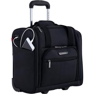TPRC 15 Underseat Carry-On Luggage Airline Approved Personal Item with USB Charging Port, Black, Underseater 15-inch