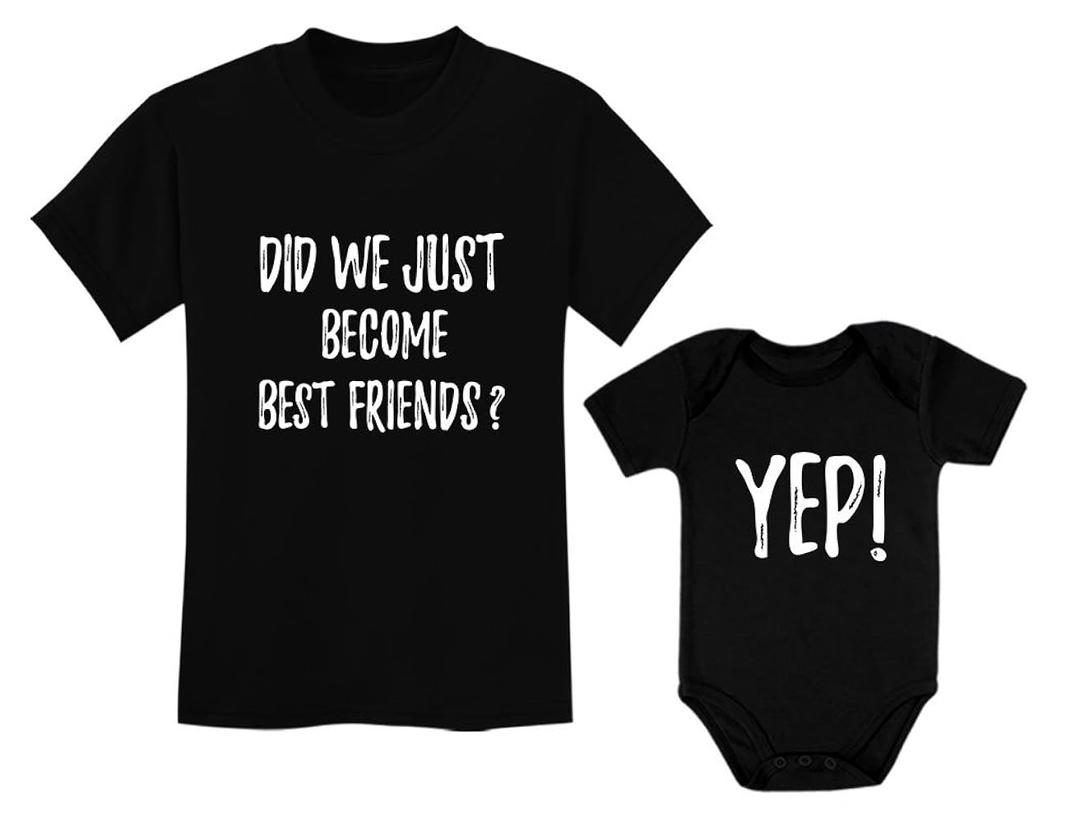 Tstars Did We Just Become Best Friends? Big Brother Little Bro Matching Shirt & Baby Bodysuit Set, 3 Size
