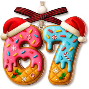67 Ornament - 6 7 Christmas Ornament 2025 - Teens, Girls, Boys, Kids Christmas Ornaments, Stockings - Teen Girl Trendy Stuff - Funny Christmas Ornaments - Acrylic White Elephant, Exchange Idea Gifts