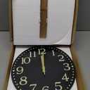 Wall Clock, 12 Inch Battery Operated Glow in Dark Night Light Wall Clock Non-Ticking for Living Room Kitchen Office Bedroom