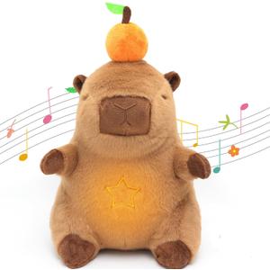 IUTOYYE Capybara Breathing Stuffed Animal Plush with Music Lights Breathing Motion Anxiety Relief Sleeping Soothing Companion Gift for Kids Adults