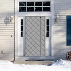 Thermal Door Curtain Fits Doors Size 30"x80"Curtain Size 33"x82", Magnetic Insulated Curtain Side Open Keep Warm in Winter Cool in Summer,Diamond Pattern,Gray