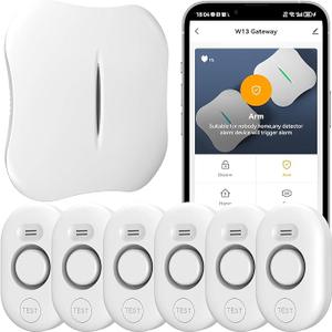 WiFi Water Leak Detector for Home with App Notification, 1 2.4Ghz Gateway + 6 WD61 Sensor, 120dB Water Flood/Drip Alarm for Basement/Kitchen/Bathroom/Toilet/Laundry Room,Sink/Pipe/Faucet Leakage Alert