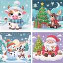 5D Diamond Art Kits for Beginner, 4 Pcs Colorful Christmas Kid's DIY Diamond Big Gem Art,Kids' Mosaic Snowman Diamond Art Kits Crafts for Kids Ages 4-8-10-12 Children for Gifts 6x6inch(Without Frame)