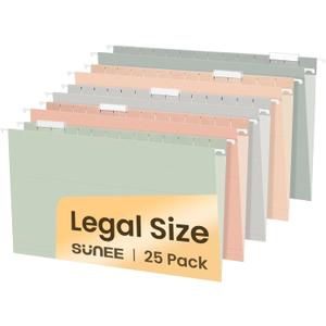 SUNEE Hanging File Folders Legal Size, 25 Pack File Folders 1/5-Cut Tabs, Morandi Colors, Stay Organized for Your Home and Office Bulk File and Documents