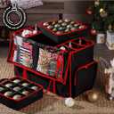 ZOBER All in One Christmas Ornament Storage Box & Decoration Container - Easy Access Removable Trays, Keeps 73 Ornaments - Adjustable Extent Area for Figurines and Pockets for Decoration - Black