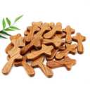 Chunful 24 Pieces Small Hand Held Pine Wooden Cross Bulk Portable Prayer Holding Hand Cross Jesus Clinging Religious Christian Gift for Church Palm Size(2.36 x 1.34 x 0.47 Inches,Light Brown)