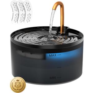 Cat Water Fountain, 71oz/2.1L Cat Fountain for Drinking with Copper Faucet, MISFANS-Designed Pump & Filter, Plastic Automatic Pet Water Fountain Bowl & Dispenser with 3-Pack Replaceable Filters