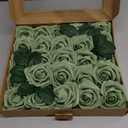 Ling's moment Artificial Flowers 25Pcs Elf Green Roses Decor w/Stems,3" Real Touch DIY Foam Floral for Wedding Bouquet/Centerpieces, Outdoors Party Backdrop, Room/Table, and Garden/Pot Decorations
