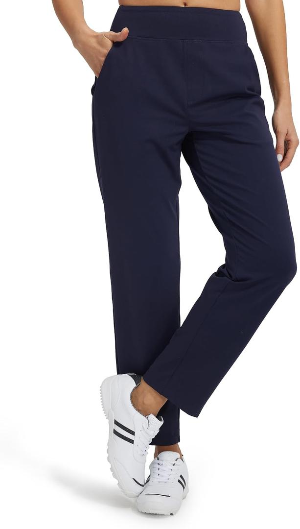 Libin Women's Golf Pants Stretchy Casual Travel Pant 7/8 Ankle Pants Athletic Sweatpants Dress Business Slacks with 4 Pockets (Blue, S)