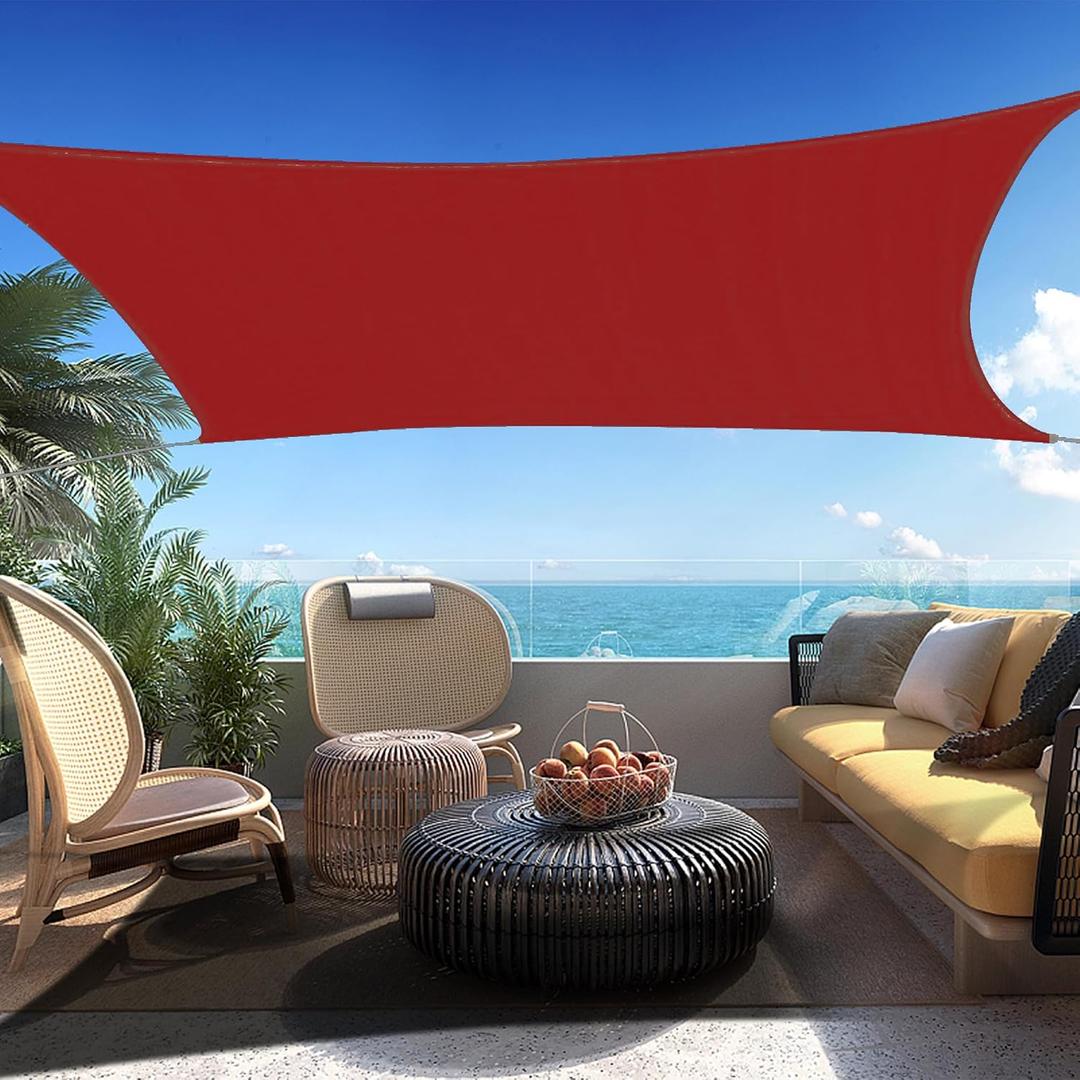 16' x 20' Red Rectangle Sun Shade Sail Canopy Durable Fabric UV Block Awning, We Make Custom Sizes