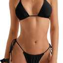 SUUKSESS Women String Bikini Set Tie Side Thong Sexy Halter Swimsuits 2 Pieces (4-6)
