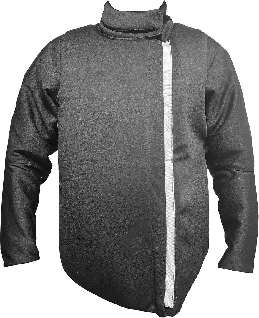 LEONARK Black 350N Light Hema Sparring Jacket Double Fastening Overlays for HEMA Longsword Rapier Sabre Armoury (Black), S