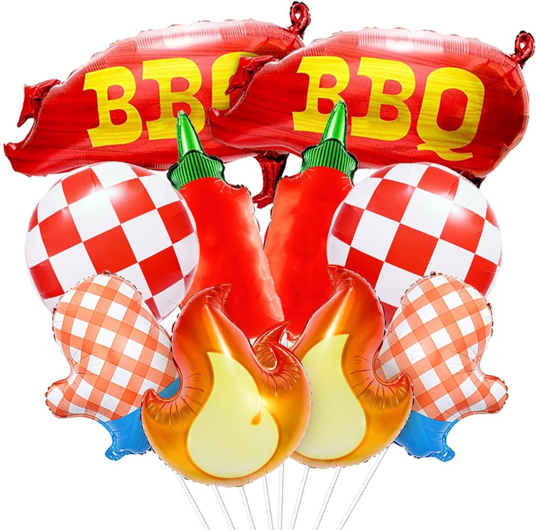 BBQ Balloons Summer Baby Q I Do BBQ Decorations Spicy Bottle Pig Balloons Picnic BBQ Cookout Themed Decor For Baby Q Baby Shower Hibachi Party Backyard Party BBQ Baby Shower Decorations Supplies