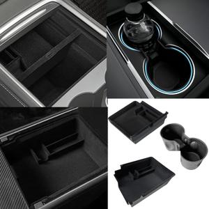 3PCS Center Console Organizer for Tesla Model Y 2020-2024 and Model 3 2017-2023 Console Organizer Tray +Armrest Storage Box + Cup Holder Insert