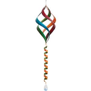 Bits and Pieces Enameled Rainbow Wind Spinner - Sun Catcher Colorful Garden Dcor - Hanging Suncatcher with Spiral Tail Prism - Weatherproof Enamel Finish for Yard Decorations Outdoor