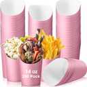 Amyhill 200 Pcs French Fries Holder 14 oz Charcuterie Cups Disposable Take out French Cups Waffle Paper Popcorn Boxes Disposable Sandwich Paper Holder for Wedding Birthday(Pink)