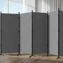 6 Panel Room Divider, 6FT Portable Room Dividers Folding Privacy Screens, 198" W Freestanding Fabric Divider for Room Separation, Partition Room Divider Panel for Dorm Home Studio Office, Grey