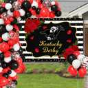 MEHOFOND 8x6ft Kentucky Derby Backdrop Rose Kentucky Derby Photography Background Black White Horse Racing Party Supplies Gold Confetti Roses Horse Equestrian Racetrack Decor Cake Smash Photo Props