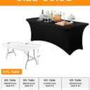 Spandex Table Cover 2 Pack 8FT Black Fitted Tablecloths,Washable Wrinkle Resistant Stretch Table Cloth Rectangle for Vendor Booth Display Items,Party Supplies for Adults,Wedding Decorations,Banquet