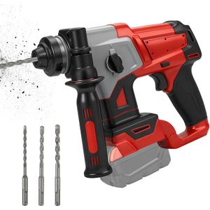 SDS Plus Rotary Hammer Drill for Milwaukee 18V Battery, 3J Impact Brushless Rotary Hammer with 2 Mode Operation, Cordless Hammer Drill with 3 SDS Plus Bits & Chisel Set (No Battery)
