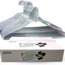 Wire Metal Clothes Hangers 50 Pack for Standard Size Shirts, Pants, Skirts, Space Saving, Non Slip,18 Inch 14.5 Gauge Ultra Thin Standard Dry Cleaner Coated Steel (50, White)