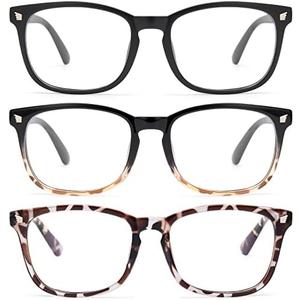 Gaoye Stylish Blue Light Glasses for Woman - Computer Glasses 99% Blue Light Blocking - Lightweight TR90 Frames - 3 pack