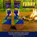 2 x I'D RATHER BE CHASING Funny Mens Socks, Hunting & Fishing Gifts for Men, Fun Hunt Fish Crew Sock, Hunters Fishermen Gift (Blue)