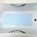 uxcell Bath Tub Shower Mat, 30" x 14.2" PVC Non-Slip Pebble Oval Mat with Drain Holes, Suction Cups for Bathroom Bathtub, Clear Blue