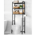Kitsure Over Toilet Storage Rack - Metal Over Toilet Bathroom Organizer Shelf, Over The Toilet Storage Cabinet with Paper Holder and Hooks, Bathroom Cabinet for Laundry, Black, 3 Tiers (63.2" H)
