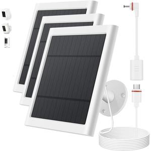 Solar Panel for Ring Camera, 3 Pack 4W Solar Charger Compatible with Rings Spotlight &AllNew Stick Up Outdoor Cam Battery, 10ft Long Cable with USBC to Ring Barrel Plug Adapter