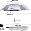 G4Free Inch UV Protection Golf Umbrella Oversized Sun Umbrella | UPF 50+, Auto Open, Vented Double Canopy, Extra Large Coverage, Heavy Duty, Windproof Stick Umbrella, Silver/Black, 68in