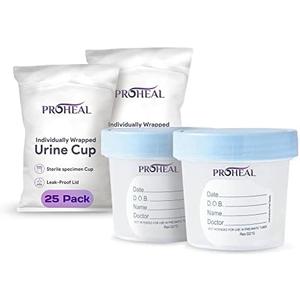 Sterile Urine Specimen Cups with Lids (100PK) - 4 oz. Sample Urine Cups for Specimen Collection - Individually Wrapped Urine Cups for Testing - Stool, Semen Analysis, and Pee Cup